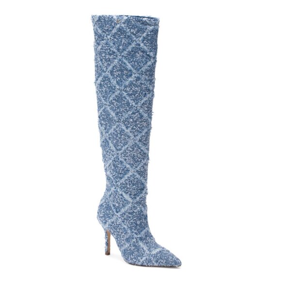 LARROUDE Stellar Blue Made In Brazil Kate Fringe Boots - Picture 1 of 2
